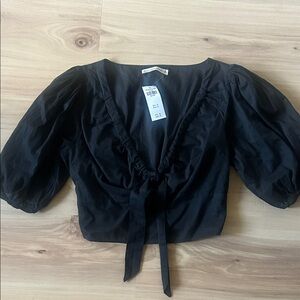 NWT Abercrombie & Fitch Black Puff Sleeve Blouse